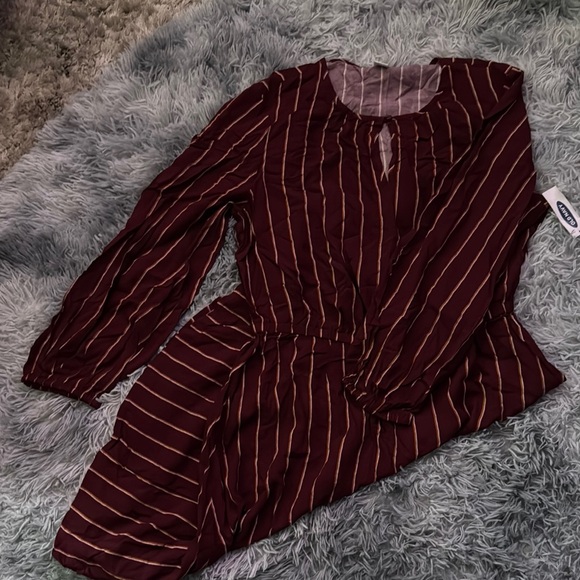 Old Navy Women's Maroon Striped Long Sleeve Dress Size M - Picture 7 of 7